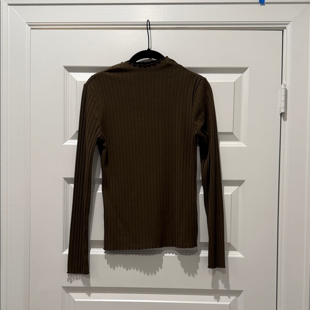 Forever 21 Chocolate Ribbed Long Sleeve Top